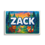 Zack Name Art - Forest Friends personalized wall print for kids