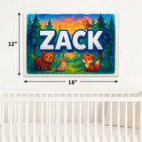 Zack Name Art - Forest Friends personalized wall print for kids