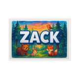 Zack Name Art - Forest Friends personalized wall print for kids
