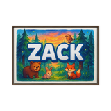 Zack Name Art - Forest Friends personalized wall print for kids