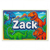 Zack Name Art - Dinosaur Adventure personalized wall print for kids