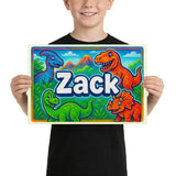 Zack Name Art - Dinosaur Adventure personalized wall print for kids