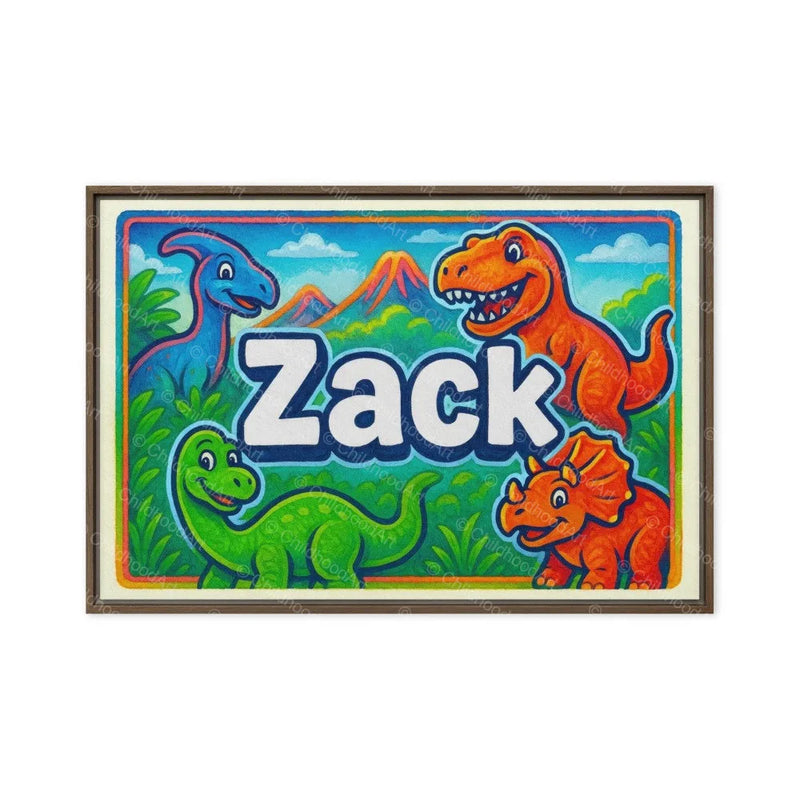 Zack Name Art - Dinosaur Adventure personalized wall print for kids