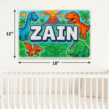 Zain Name Art - Dinosaur Adventure personalized wall print for kids