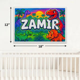 Zamir Name Art - Dinosaur Adventure personalized wall print for kids