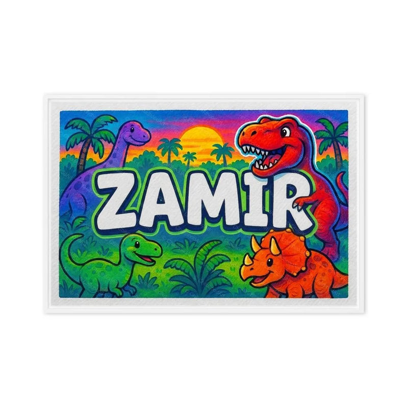 Zamir Name Art - Dinosaur Adventure personalized wall print for kids