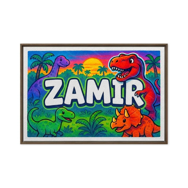 Zamir Name Art - Dinosaur Adventure personalized wall print for kids