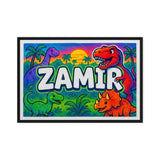 Zamir Name Art - Dinosaur Adventure personalized wall print for kids
