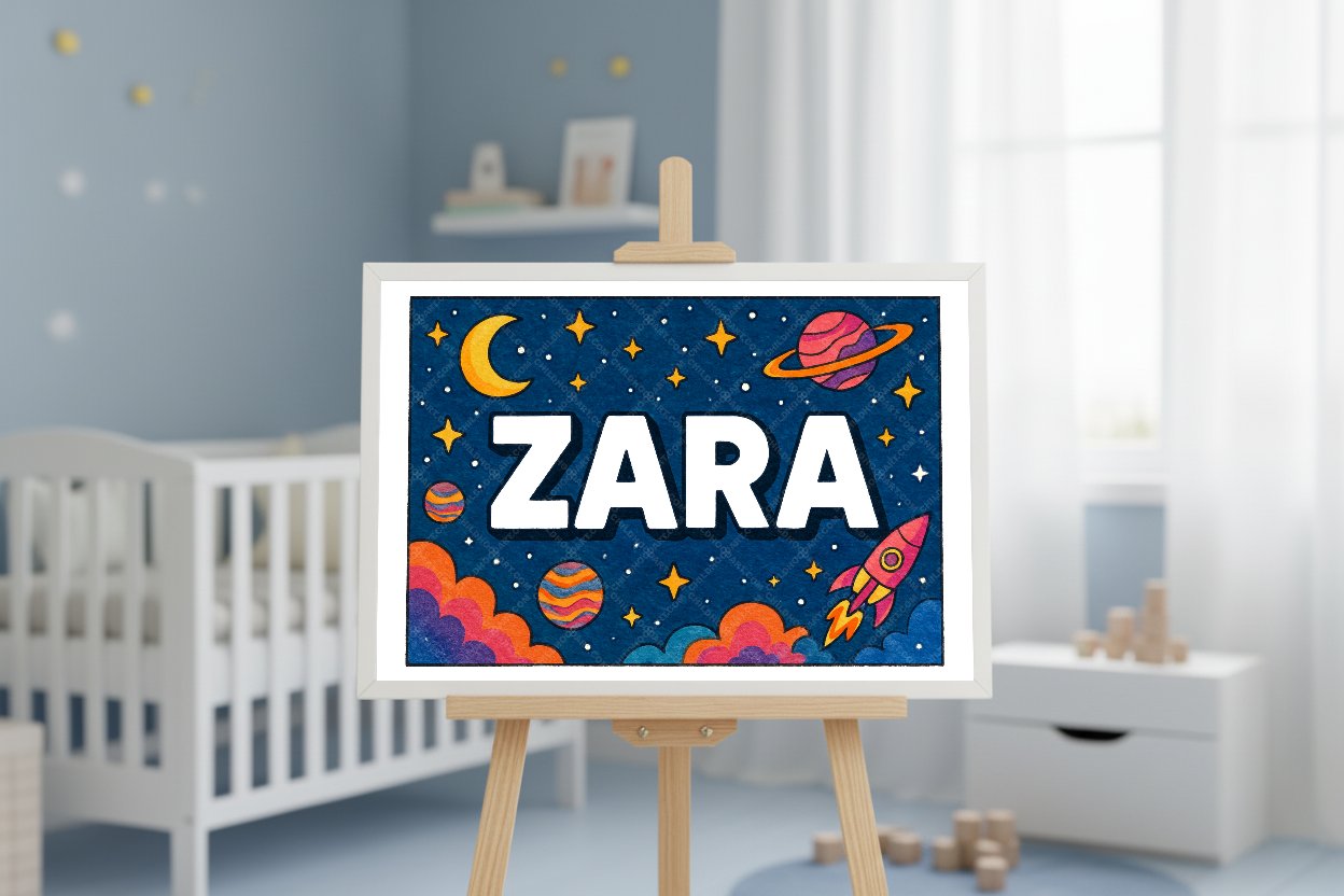 Personalized space name art for Zara