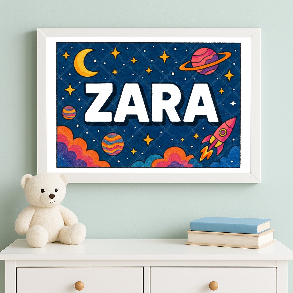 Personalized space name art for Zara