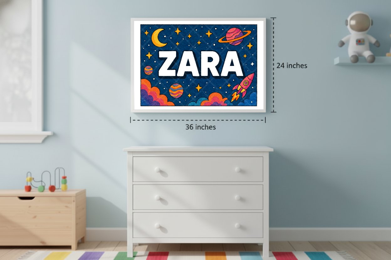 Personalized space name art for Zara