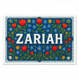 Zariah Name Art - Floral Farmhouse personalized wall print for kids