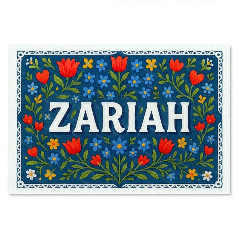 Zariah Name Art - Floral Farmhouse personalized wall print for kids
