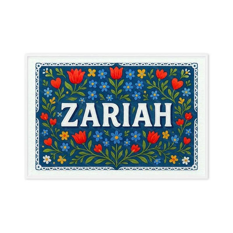 Zariah Name Art - Floral Farmhouse personalized wall print for kids