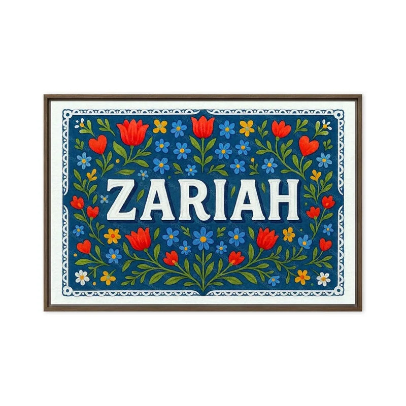 Zariah Name Art - Floral Farmhouse personalized wall print for kids