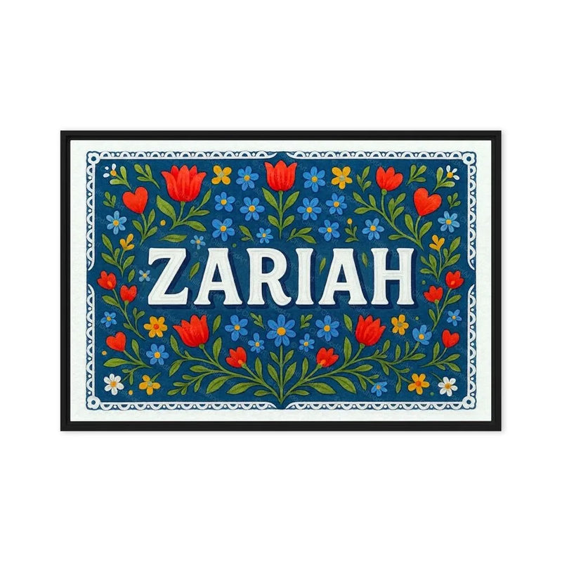 Zariah Name Art - Floral Farmhouse personalized wall print for kids