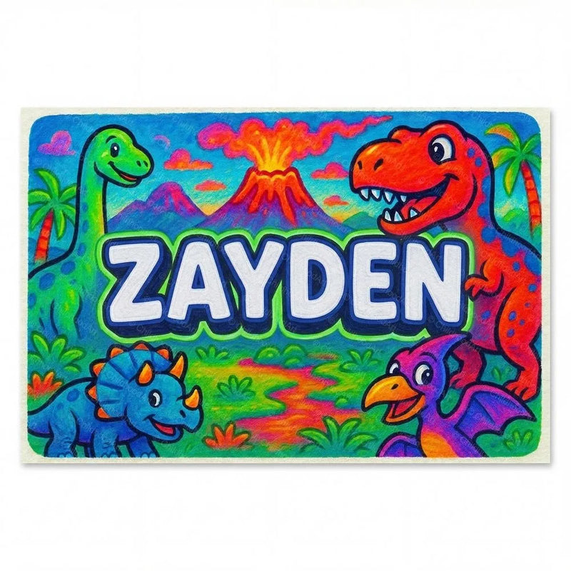 Zayden Name Art - Dinosaur Adventure personalized wall print for kids