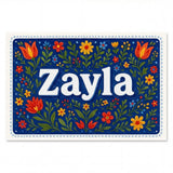 Zayla Name Art - Floral Farmhouse personalized wall print for kids