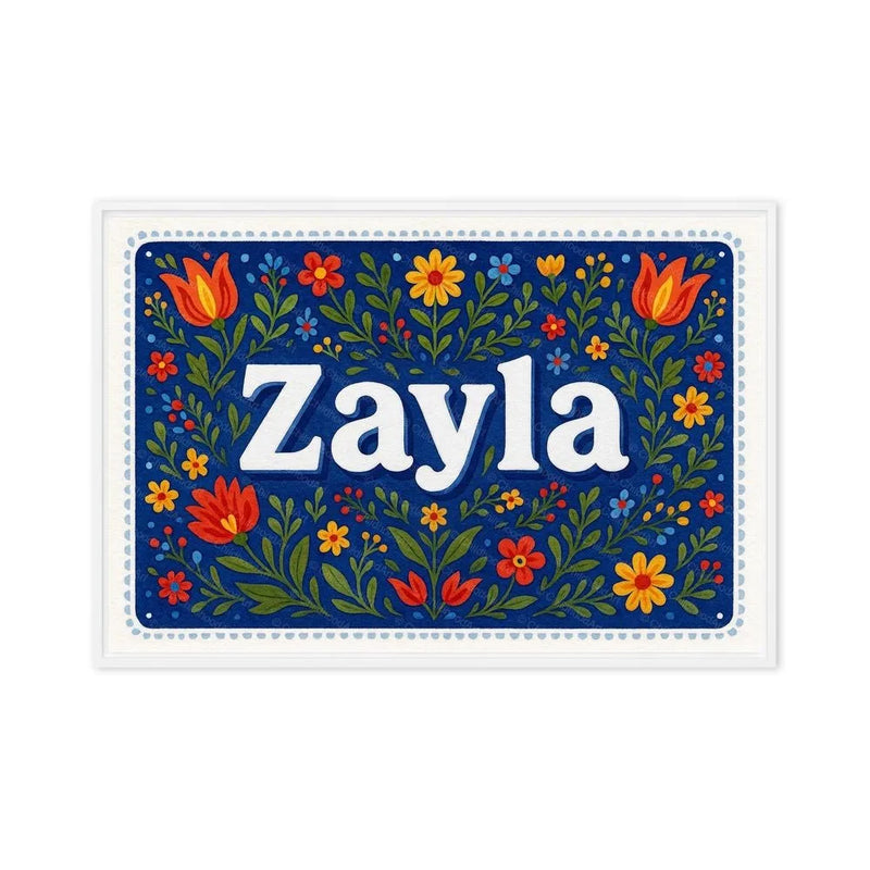 Zayla Name Art - Floral Farmhouse personalized wall print for kids