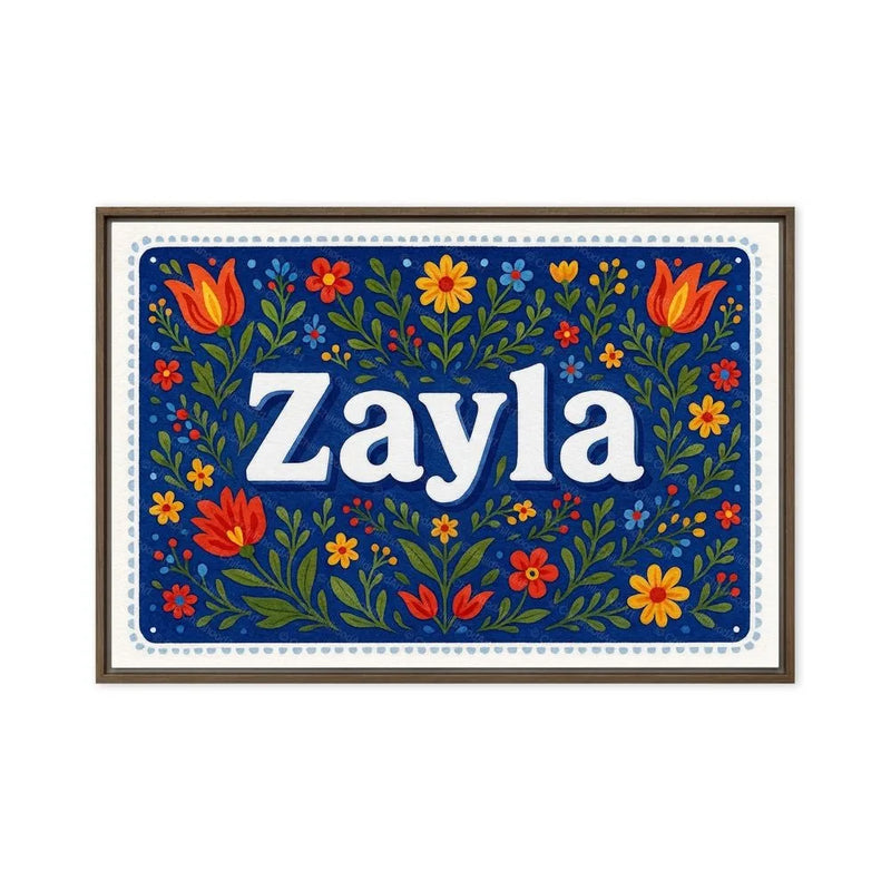 Zayla Name Art - Floral Farmhouse personalized wall print for kids