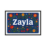Zayla Name Art - Floral Farmhouse personalized wall print for kids