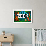 Zeek Name Art - Forest Friends personalized wall print for kids