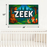 Zeek Name Art - Forest Friends personalized wall print for kids