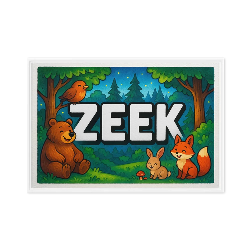 Zeek Name Art - Forest Friends personalized wall print for kids