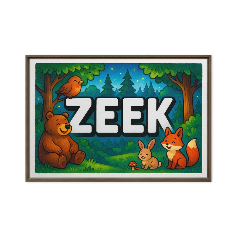 Zeek Name Art - Forest Friends personalized wall print for kids