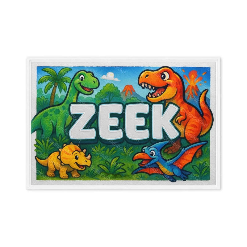 Zeek Name Art - Dinosaur Adventure personalized wall print for kids
