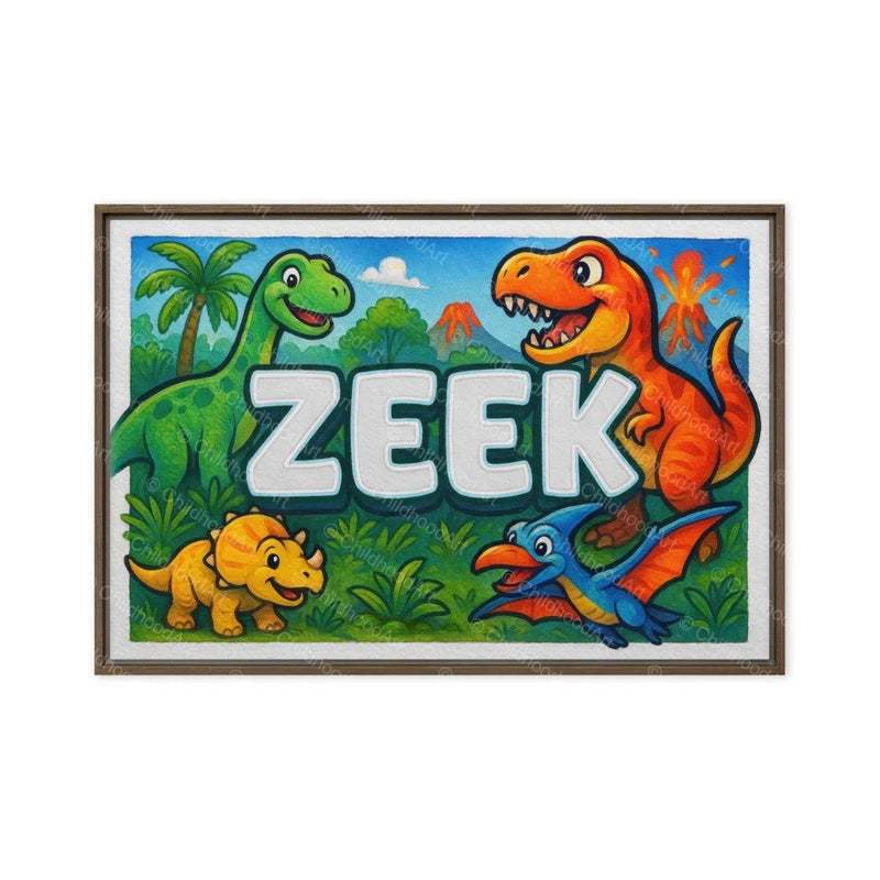 Zeek Name Art - Dinosaur Adventure personalized wall print for kids