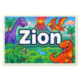Zion Name Art - Dinosaur Adventure personalized wall print for kids