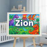 Zion Name Art - Dinosaur Adventure personalized wall print for kids