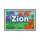 Zion Name Art - Dinosaur Adventure personalized wall print for kids