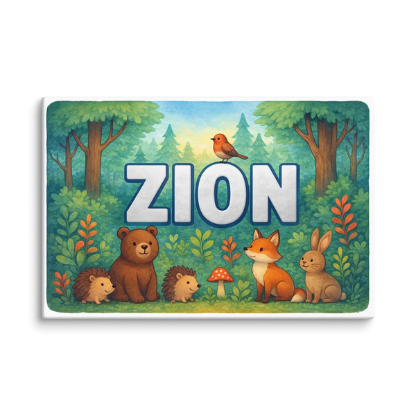 Zion Name Art - Forest Friends Personalized Wall Art