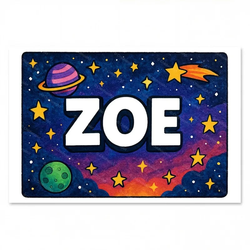 Zoe Personalized Space Explorer Name Art