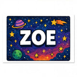 Adventurous personalized space name art for Zoe