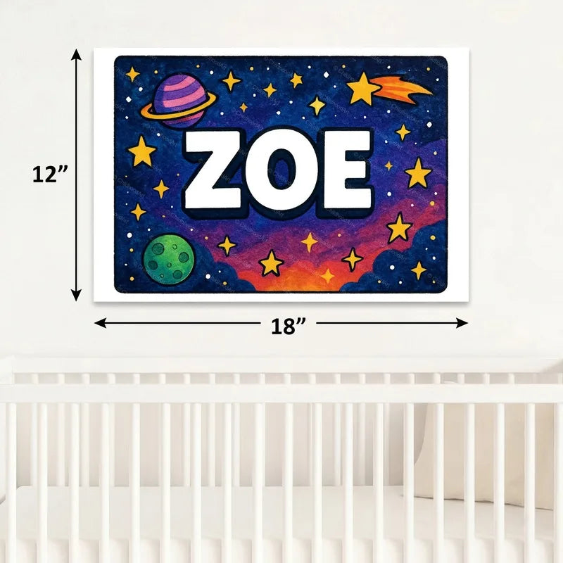 Adventurous personalized space name art for Zoe