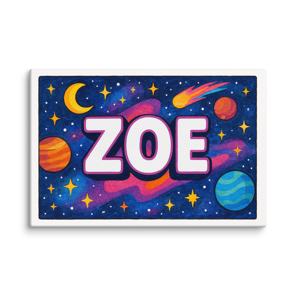 Zoe Name Art - Space Explorers Personalized Wall Art