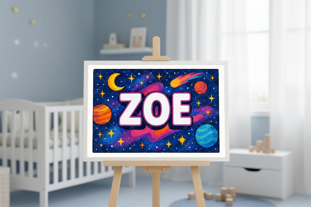 Personalized space name art for Zoe
