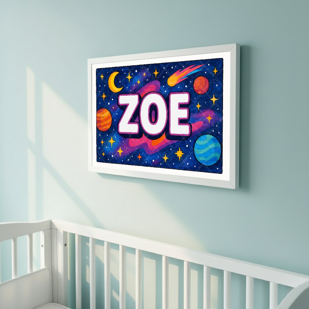 Personalized space name art for Zoe