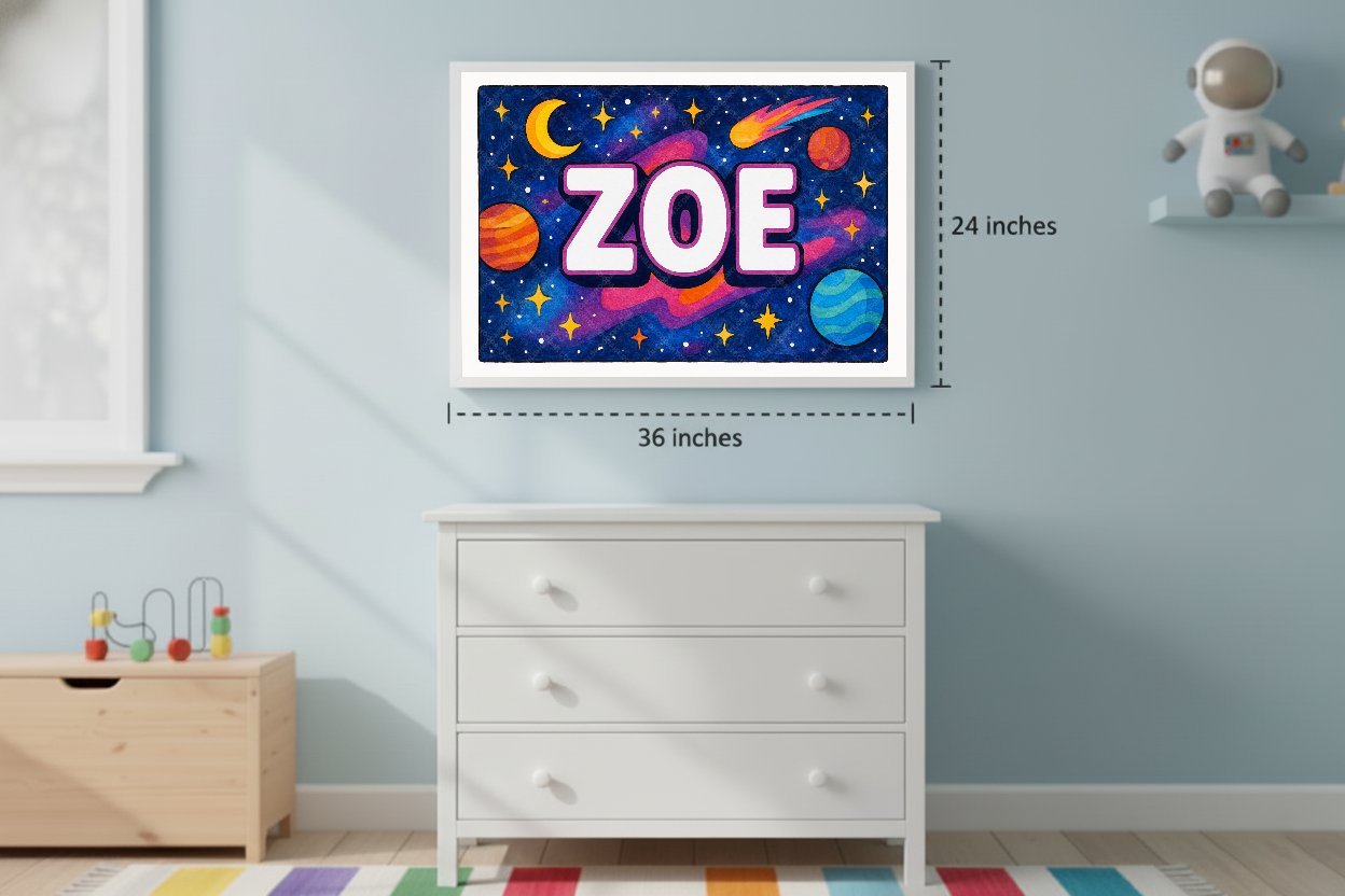 Personalized space name art for Zoe