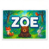 Calm personalized woodland name art for Zoe
