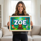 Calm personalized woodland name art for Zoe