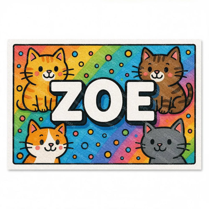 Playful personalized cat name art for Zoe