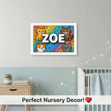 Playful personalized cat name art for Zoe