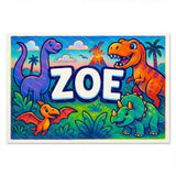 Adventurous personalized dinosaur name art for Zoe