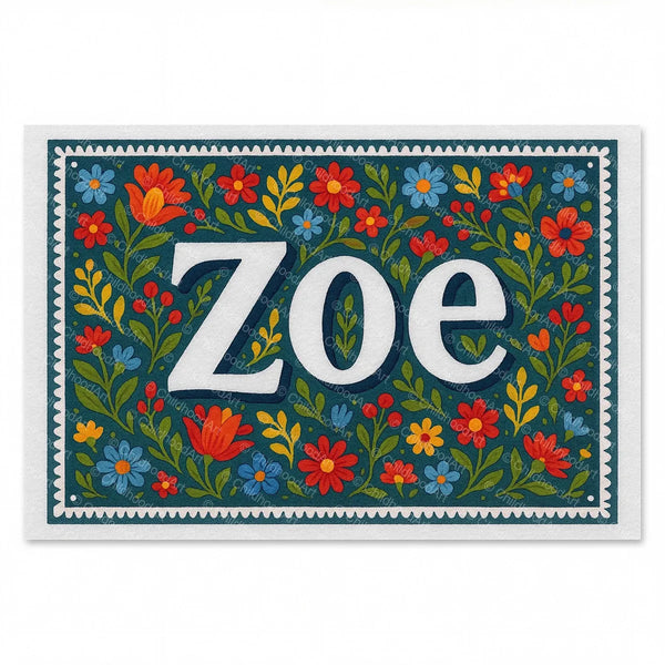 Zoe Floral Farmhouse Name Art