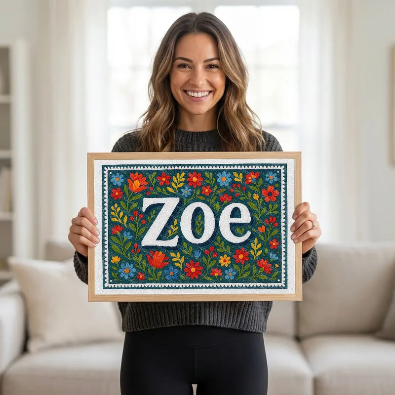 Calm personalized name art for Zoe