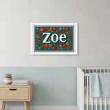 Zoe Name Art - Floral Farmhouse personalized wall print for kids